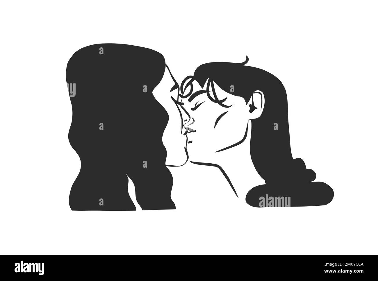 Line art of kissing couple vector image on VectorStock in 2023