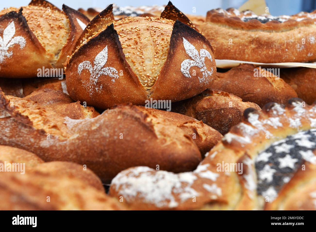 French bread in a bakery France Stock Photo Alamy