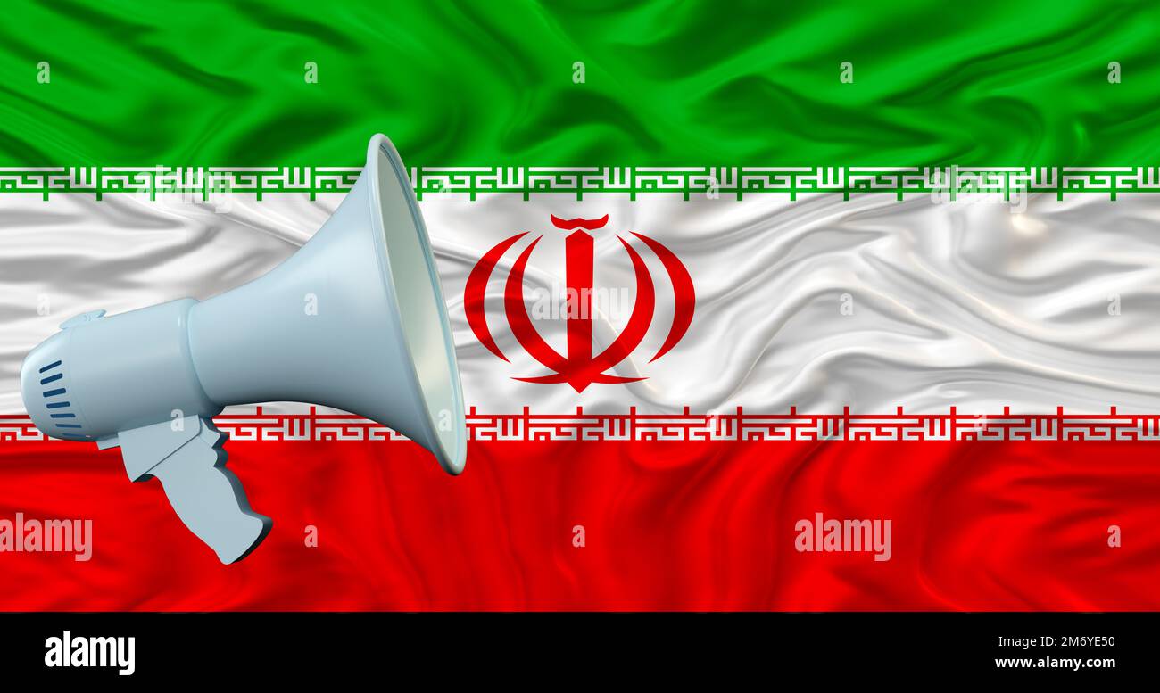 Iran flag and megaphone Stock Photo