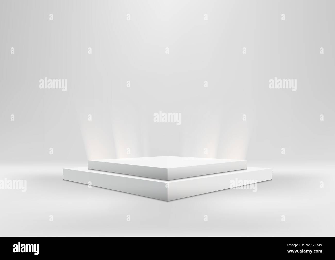 3D realistic empty white box podium or pedestal stand product display
