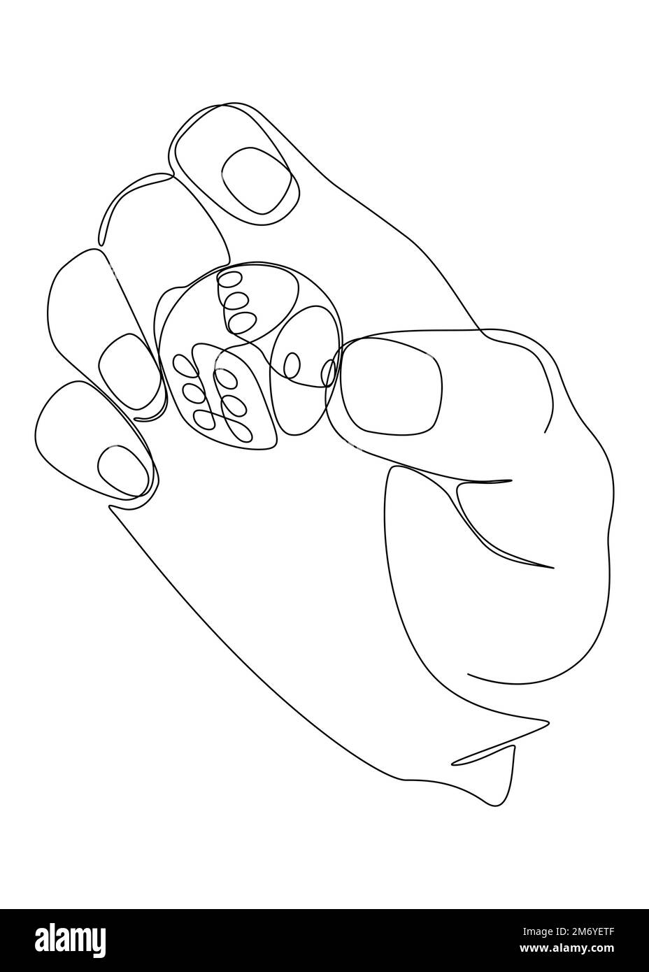 One white continuous line drawing hand with dice. Thin Line Illustration vector concept on black background. Contour Drawing Creative ideas. Stock Vector