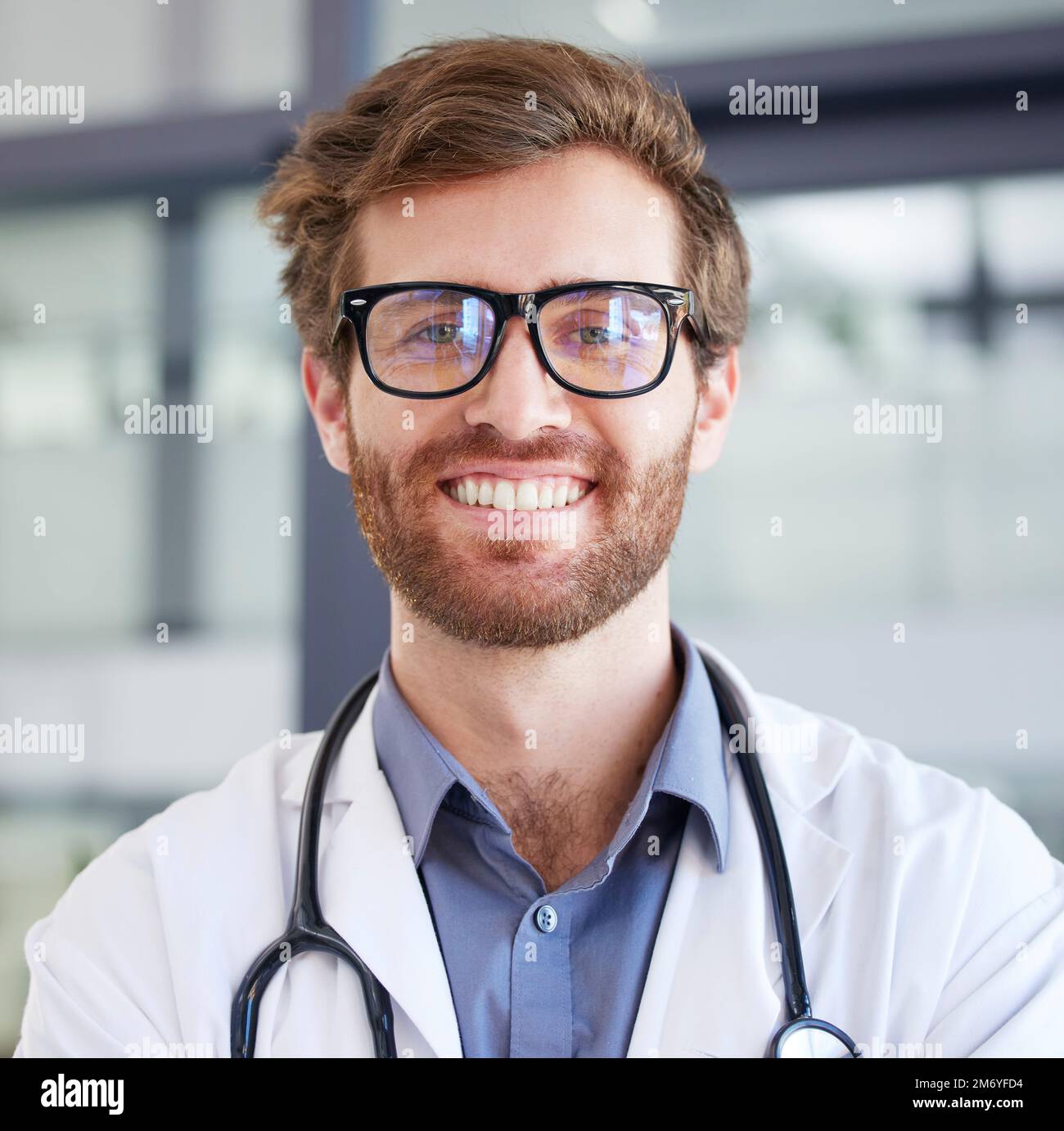 Medical, smile and glasses with portrait of doctor for consulting