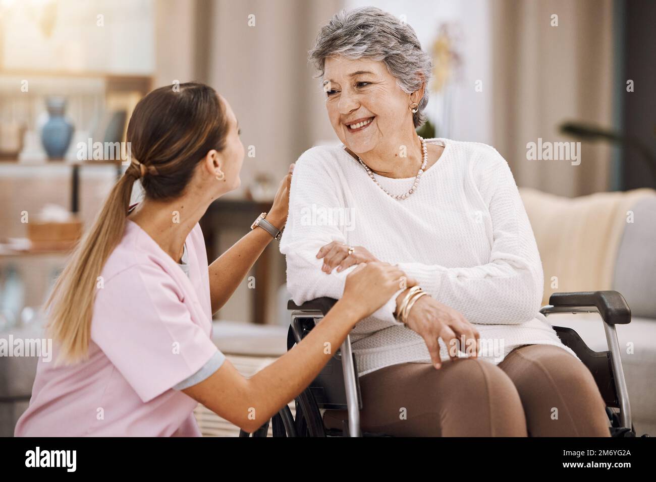 Wheelchair disability, rehabilitation and nurse volunteer at nursing