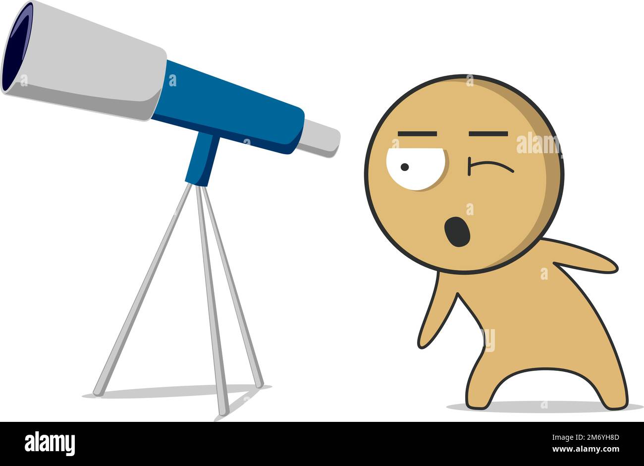 Man looking through a telescope Stock Vector