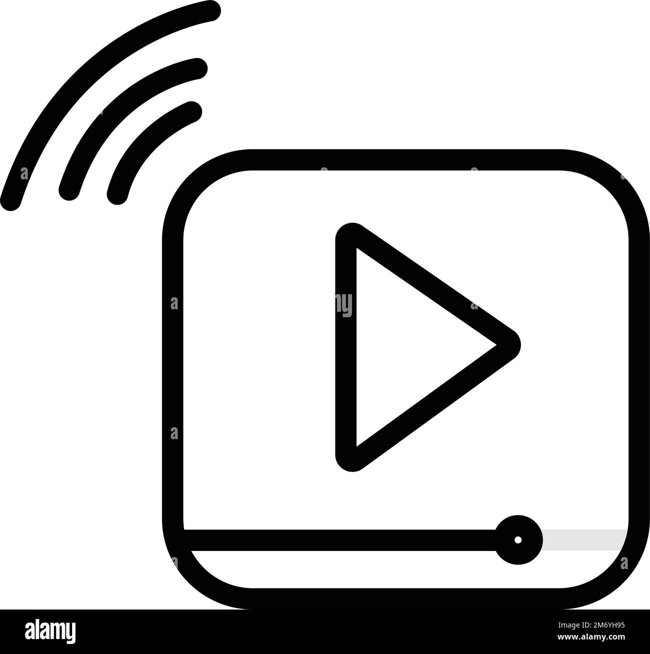 Video streaming icon, black play button shape, vector illustration ...