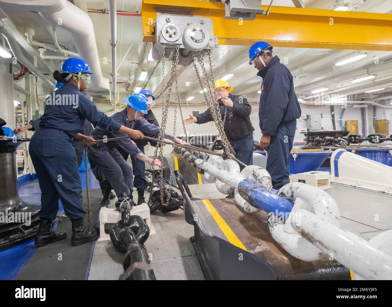 Sailors assigned to USS Gerald R. Ford’s (CVN 78) deck department ...