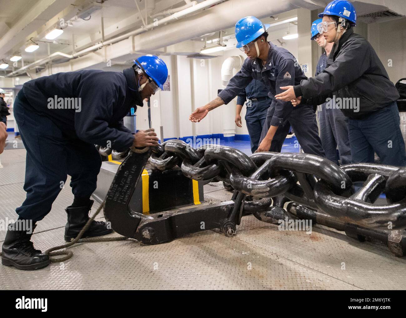 Sailors assigned to USS Gerald R. Ford’s (CVN 78) deck department ...