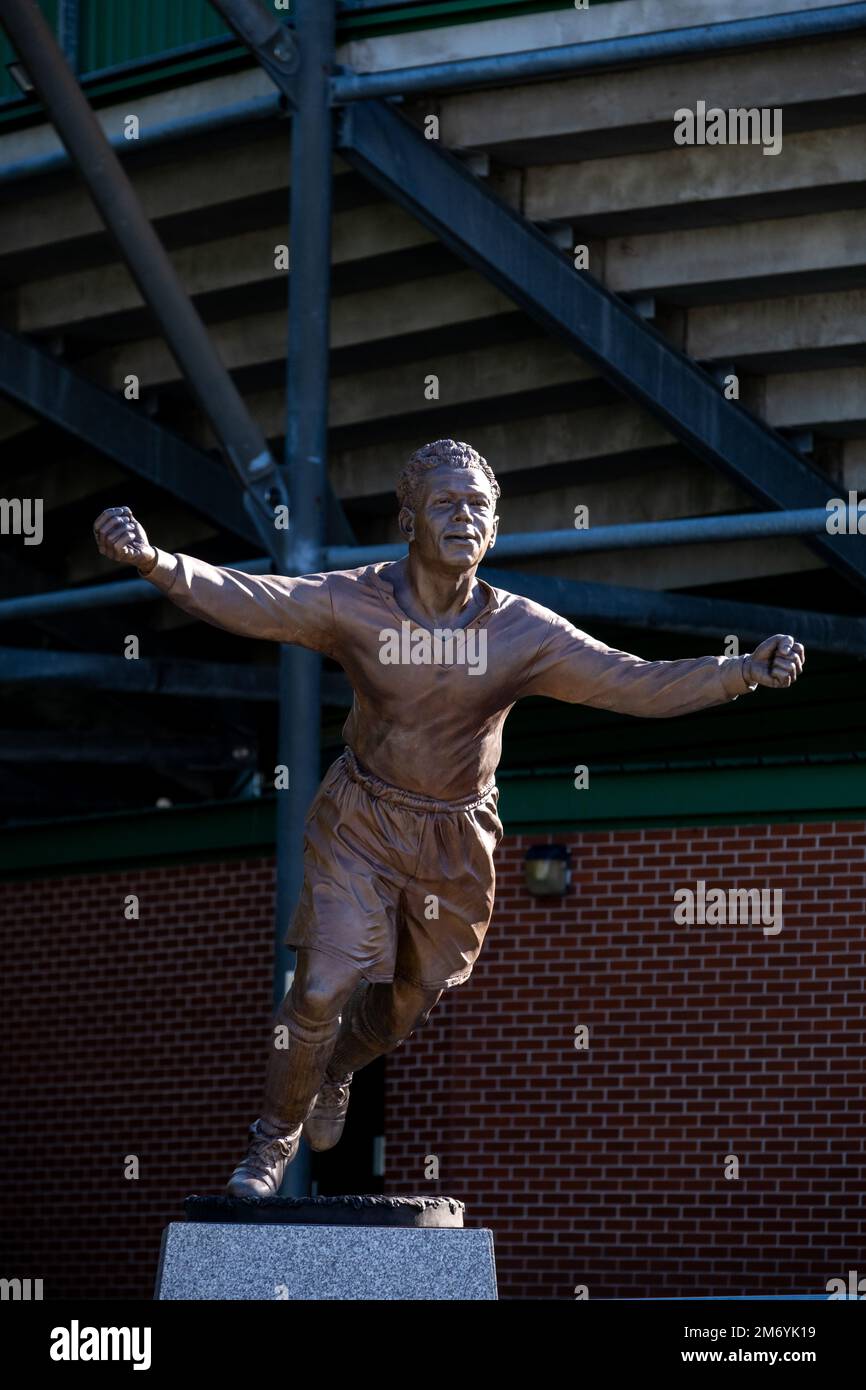 Statue of John Francis Leslie by the artist Andy Edwards, who should have been England’s first black football player. Stock Photo