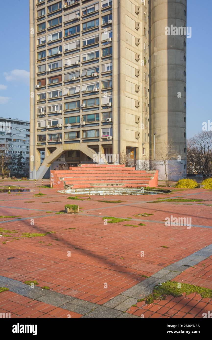 Western City Gate also known as the Genex Tower, Belgrade, Serbia. Stock Photo