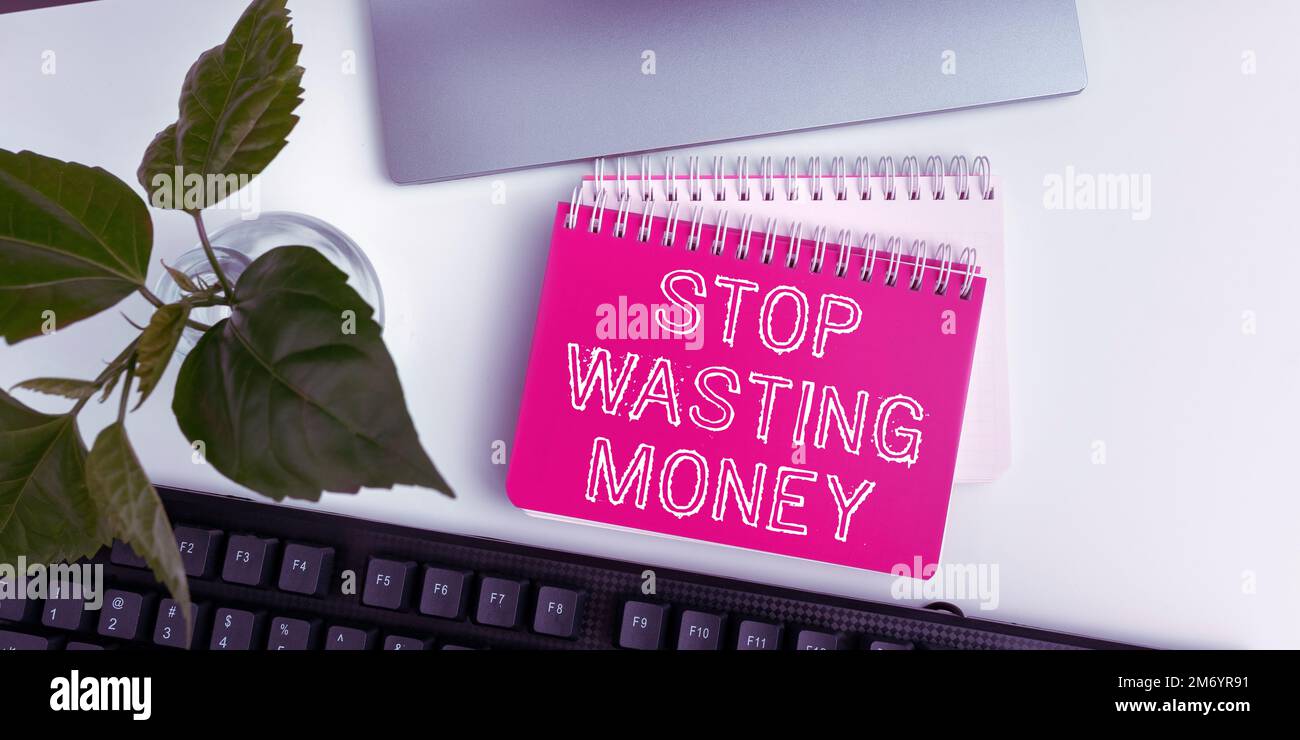 Conceptual Caption Stop Wasting Money Word For Advicing Person Or Group To Start Saving And Use Conceptual Caption Stop Wasting Money Word For Advicing Person Or Group To Start Saving And Use