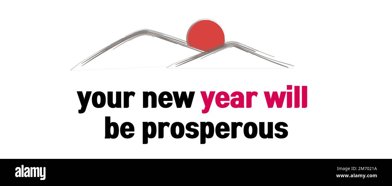 New Year's greetings banner through copywriter Stock Photo