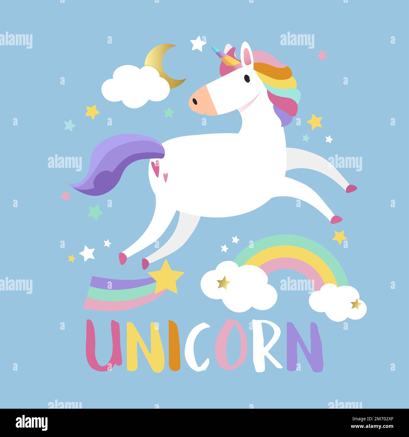 Unicorn with magical elements vector Stock Vector