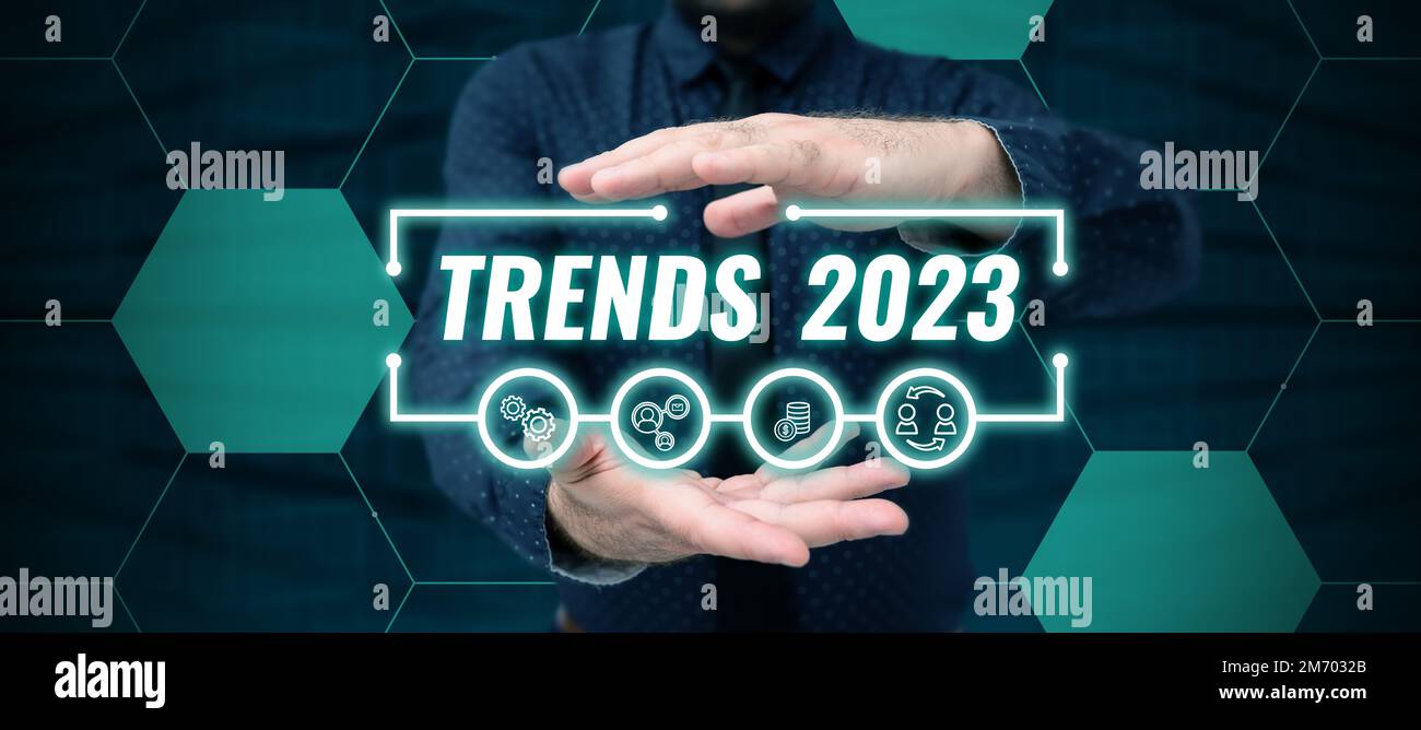 Conceptual display Trends 2023. Word for Upcoming year prevailing ...