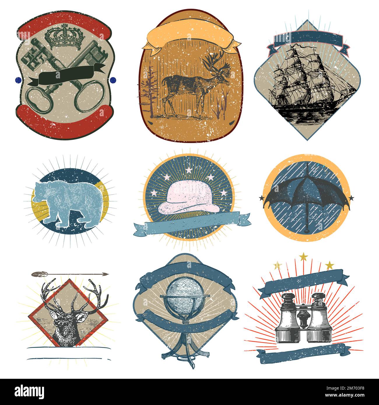 Set of vintage badges vector Stock Vector