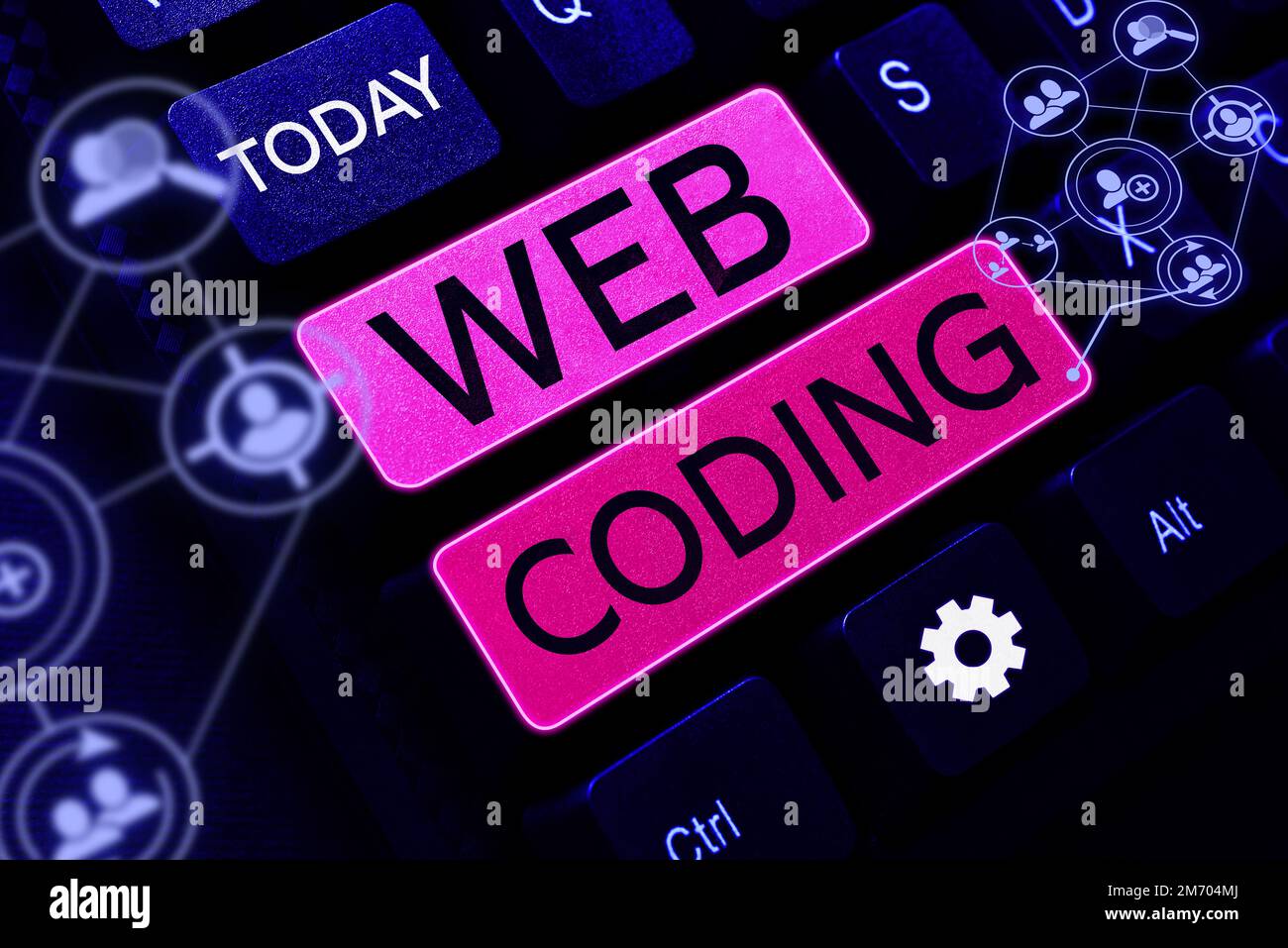 Handwriting text Web Coding. Business idea work involved in developing a web site for the Internet Stock Photo