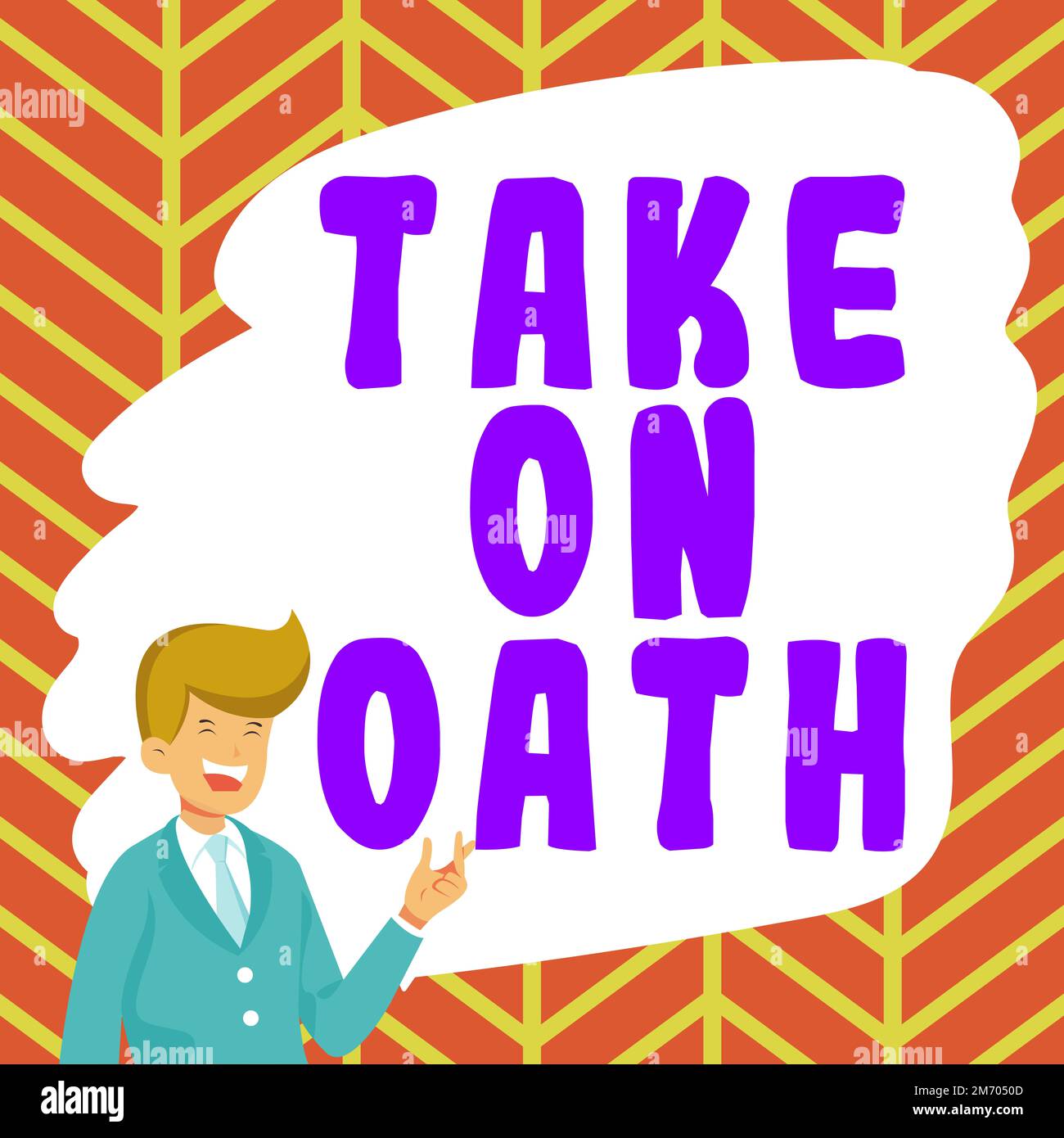 Text caption presenting Take On Oath. Business overview A solemn appeal