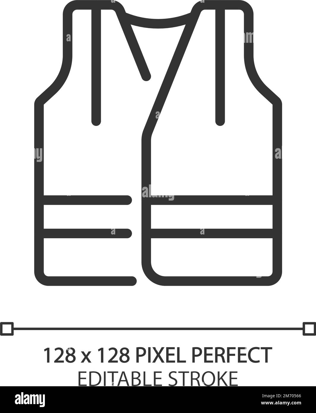 Reflective vest pixel perfect linear icon Stock Vector