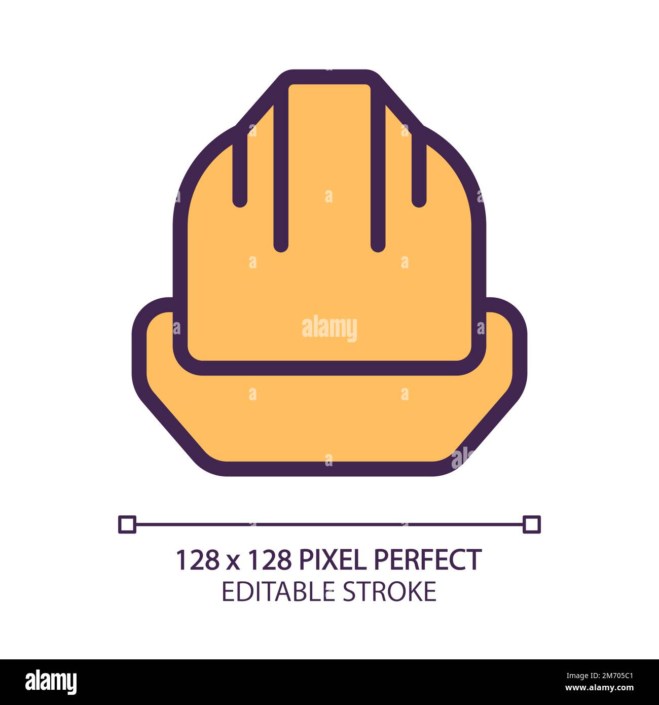 Hard hat pixel perfect RGB color icon Stock Vector