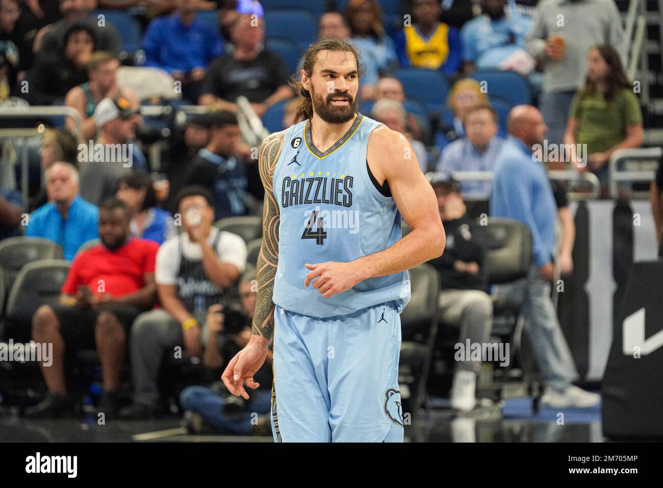 Orlando, Florida, USA, January 5, 2023, NBA Memphis Grizzlies center Steven Adams #4 in the first half at the Amway Center.  (Photo Credit:  Marty Jean-Louis) Stock Photo