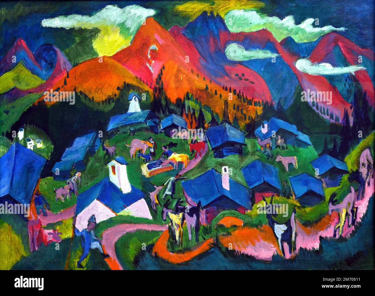 Stafelalp, Return of the Animals, 1919  by Ernst Ludwig Kirchner (1880 − 1938), German, Germany, Stock Photo