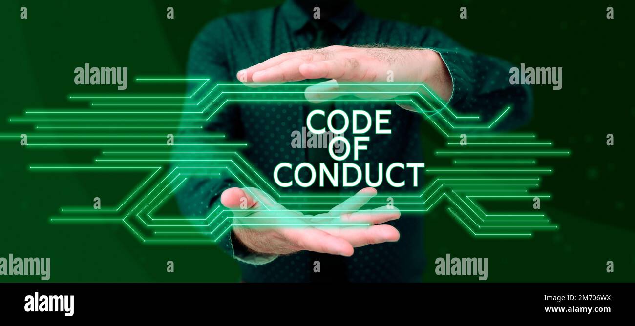 Text showing inspiration Code Of Conduct. Business concept Ethics rules
