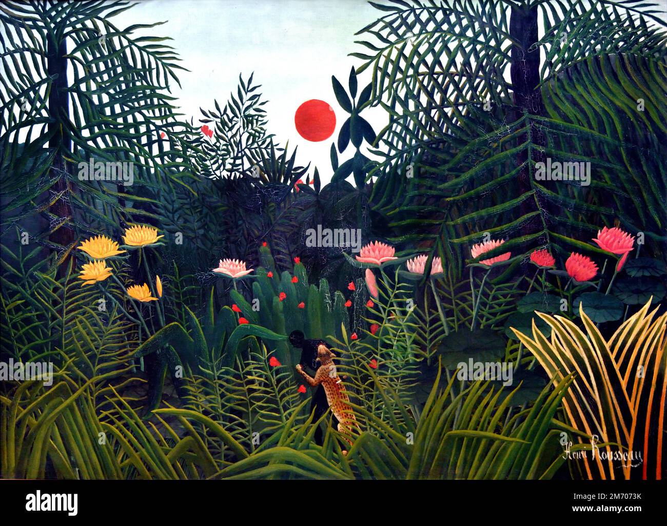 Jungle with Setting Sun 1910 Henri Rousseau 1844-1910 France French ( Le Douanier - The customs officer ) Stock Photo