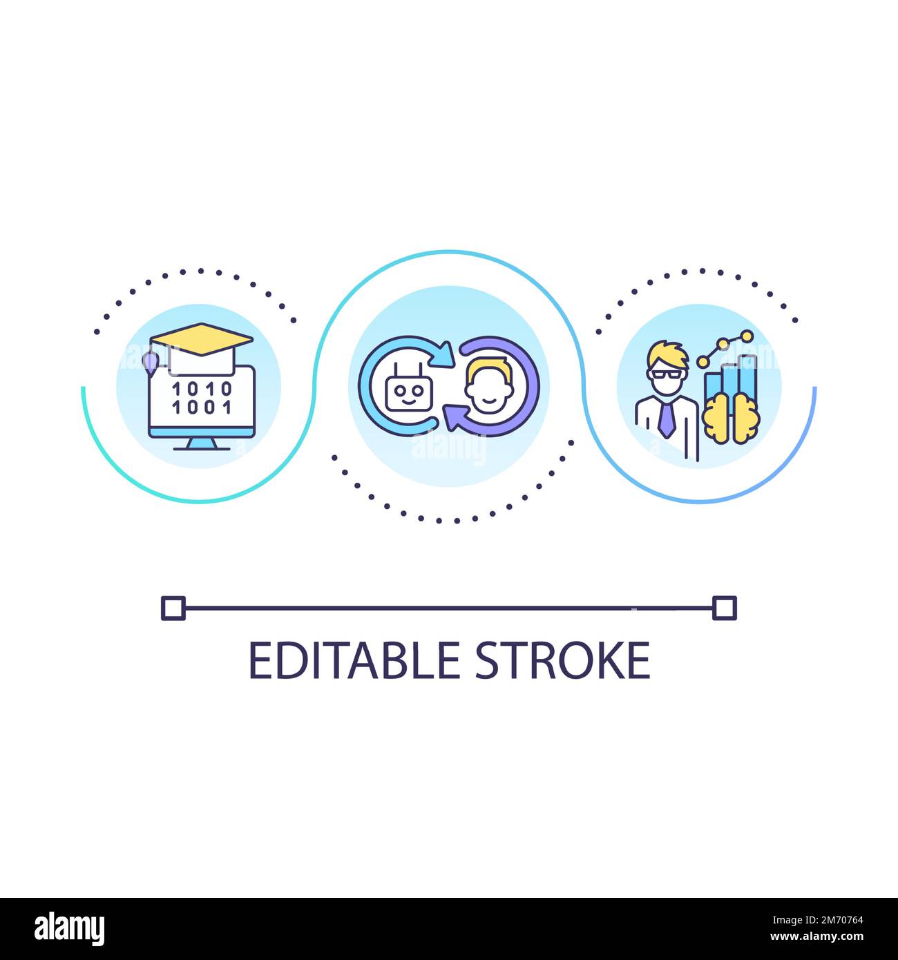 AI technology in education loop concept icon Stock Vector