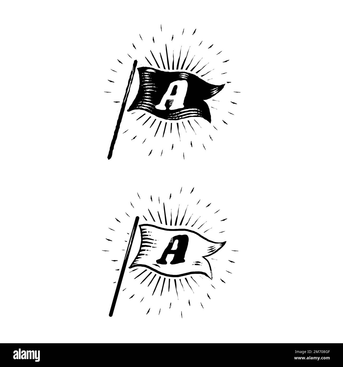 Old school flags and banners vector collection Stock Vector