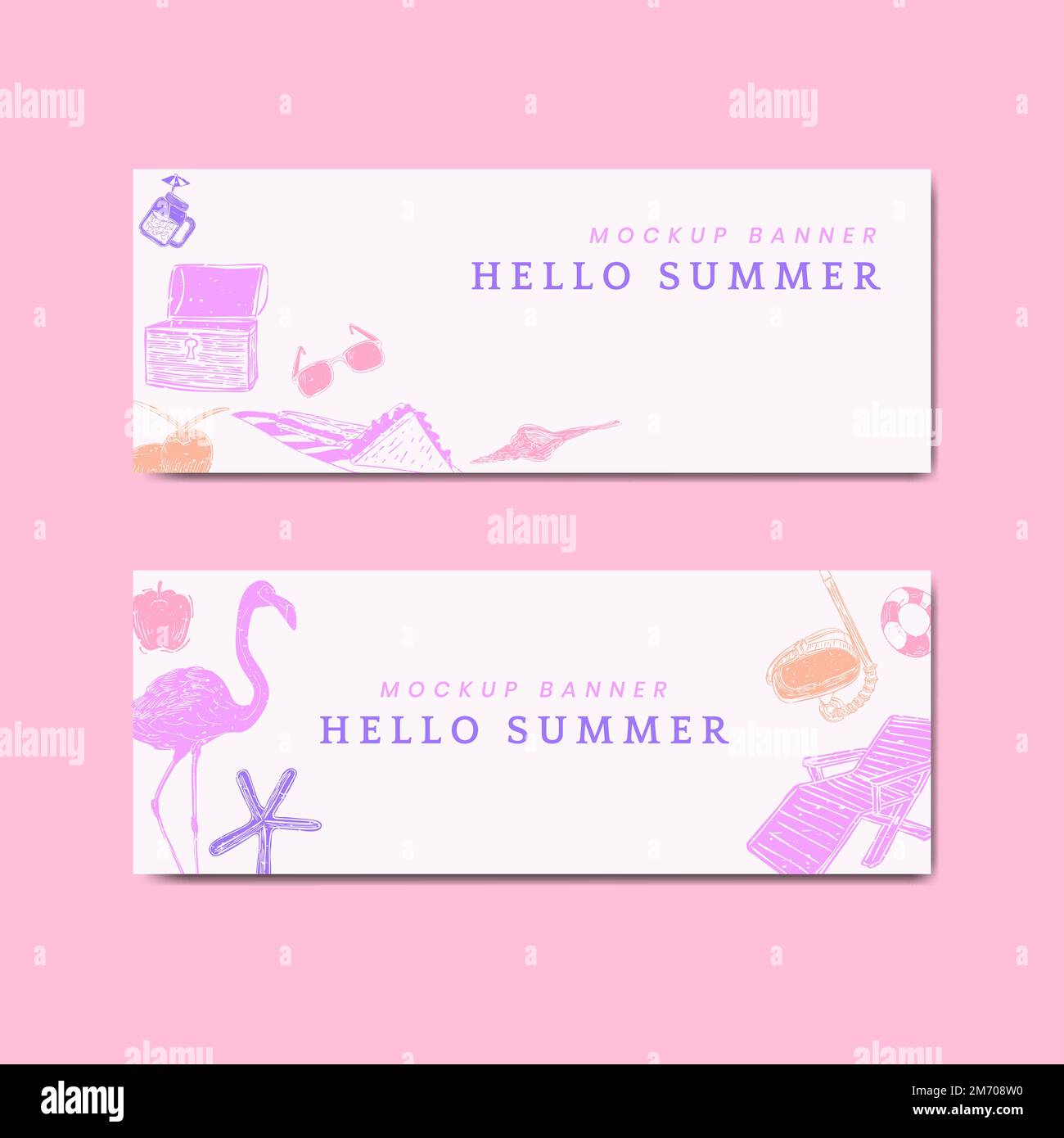 Hello summer mockup banners vector set Stock Vector