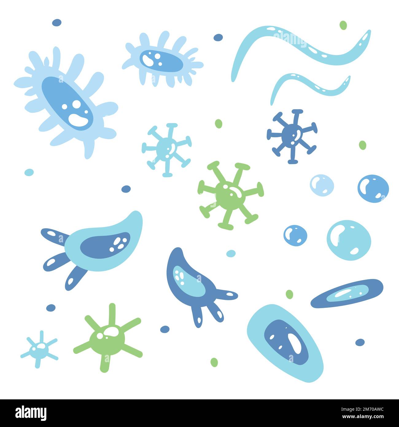 Abstract bacteria or cell elements set. Cartoon childhood vector ...