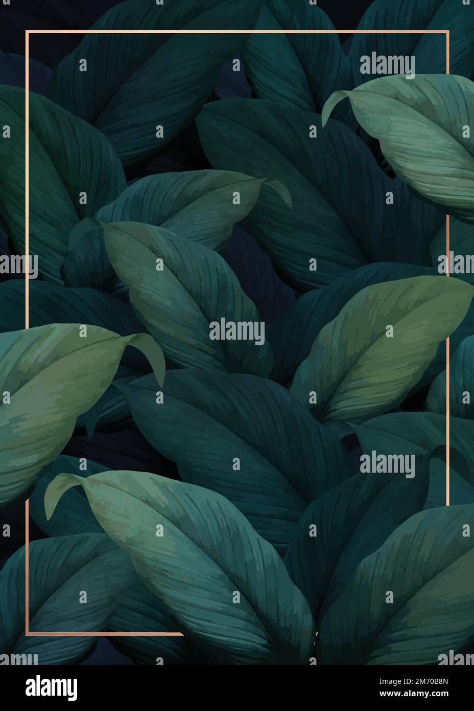 Green tropical leaves patterned poster vector Stock Vector