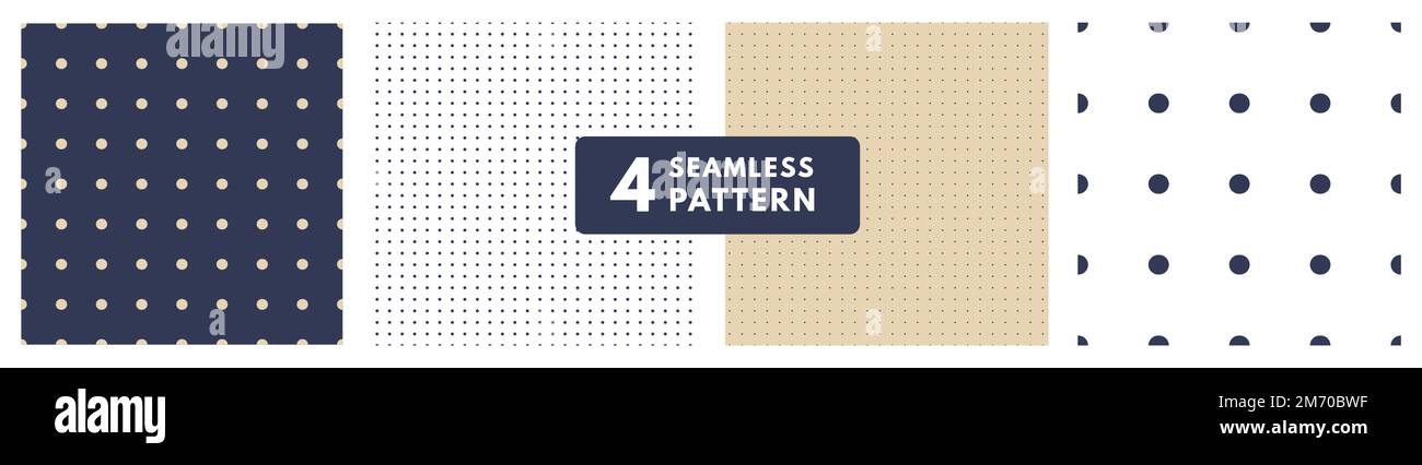 Set polka dots or bullet journal texture. Seamless monochrome pattern. Dotted background. Soft abstract geometric pattern. Stock Vector
