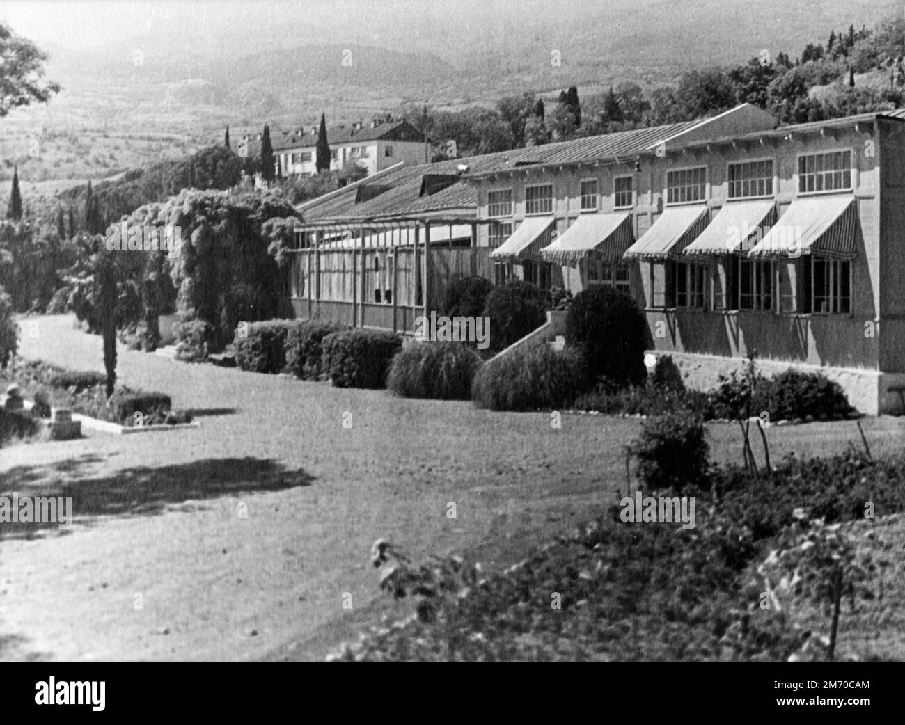 Crimea, USSR - circa 1953: residential buildings of Artek pioneer camp Stock Photo