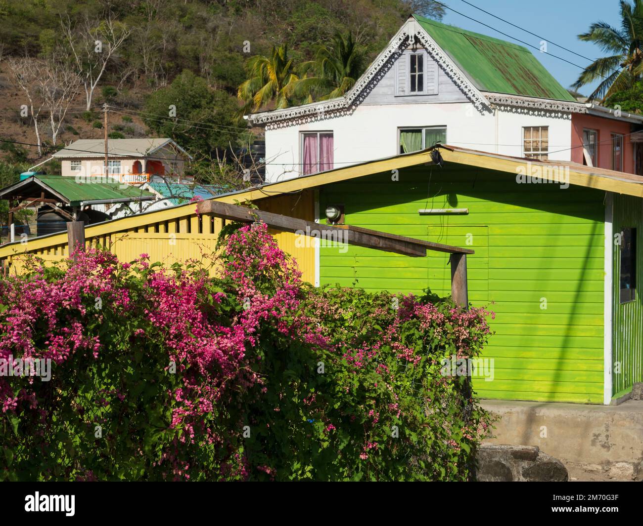 Union Island, Grenadines, Caribbean. Ashton, colourful local house