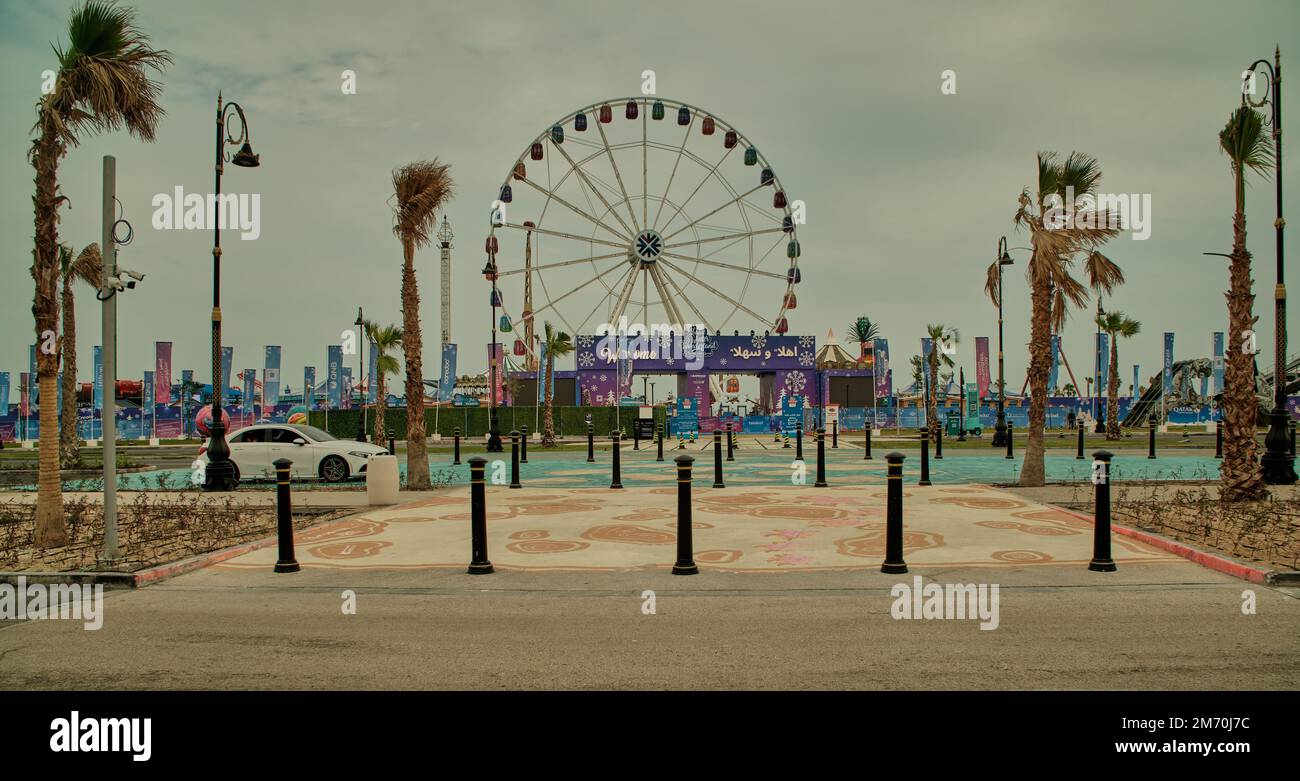 Lusail Winter Wonderland outdoor amusement park in Al Maha island