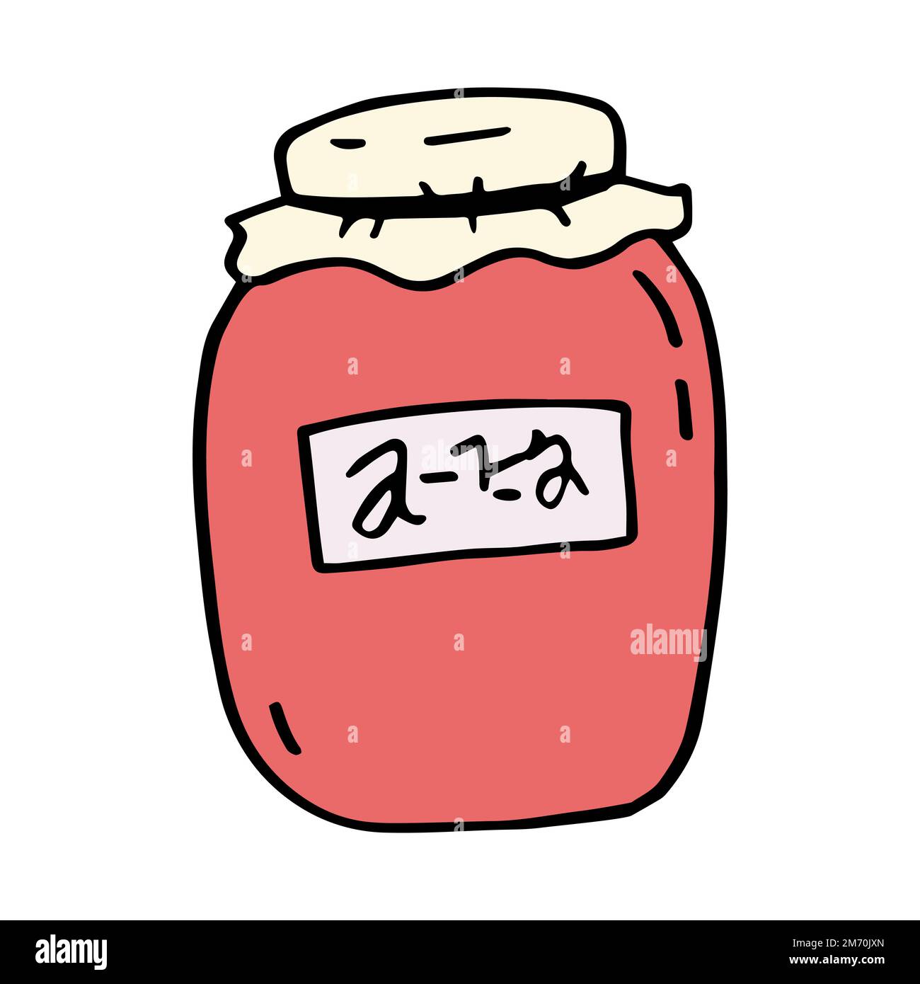 Jar of jam in doodle style. Vector illustration isolated on a white