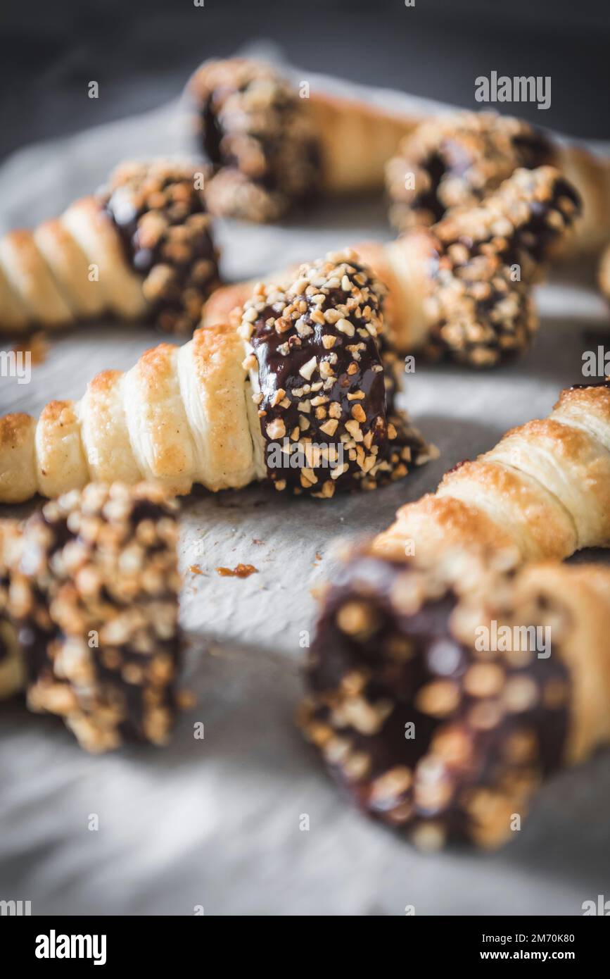 Homemade Chocolate and fresh cream horns Stock Photo Alamy