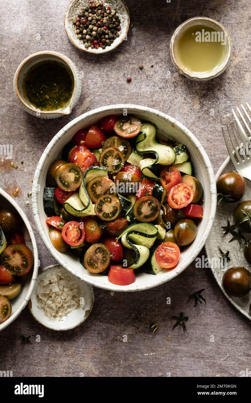 Mediterranean cucumber tomato salad Stock Photo