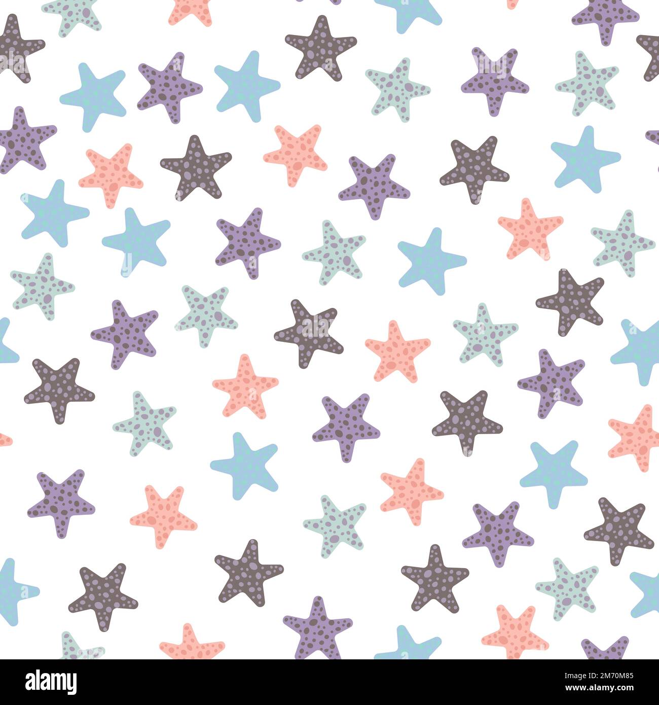 Vector seamless pattern with starfish.Underwater cartoon creatures.Marine background.Cute ocean pattern for fabric, childrens clothing,textiles Stock Vector