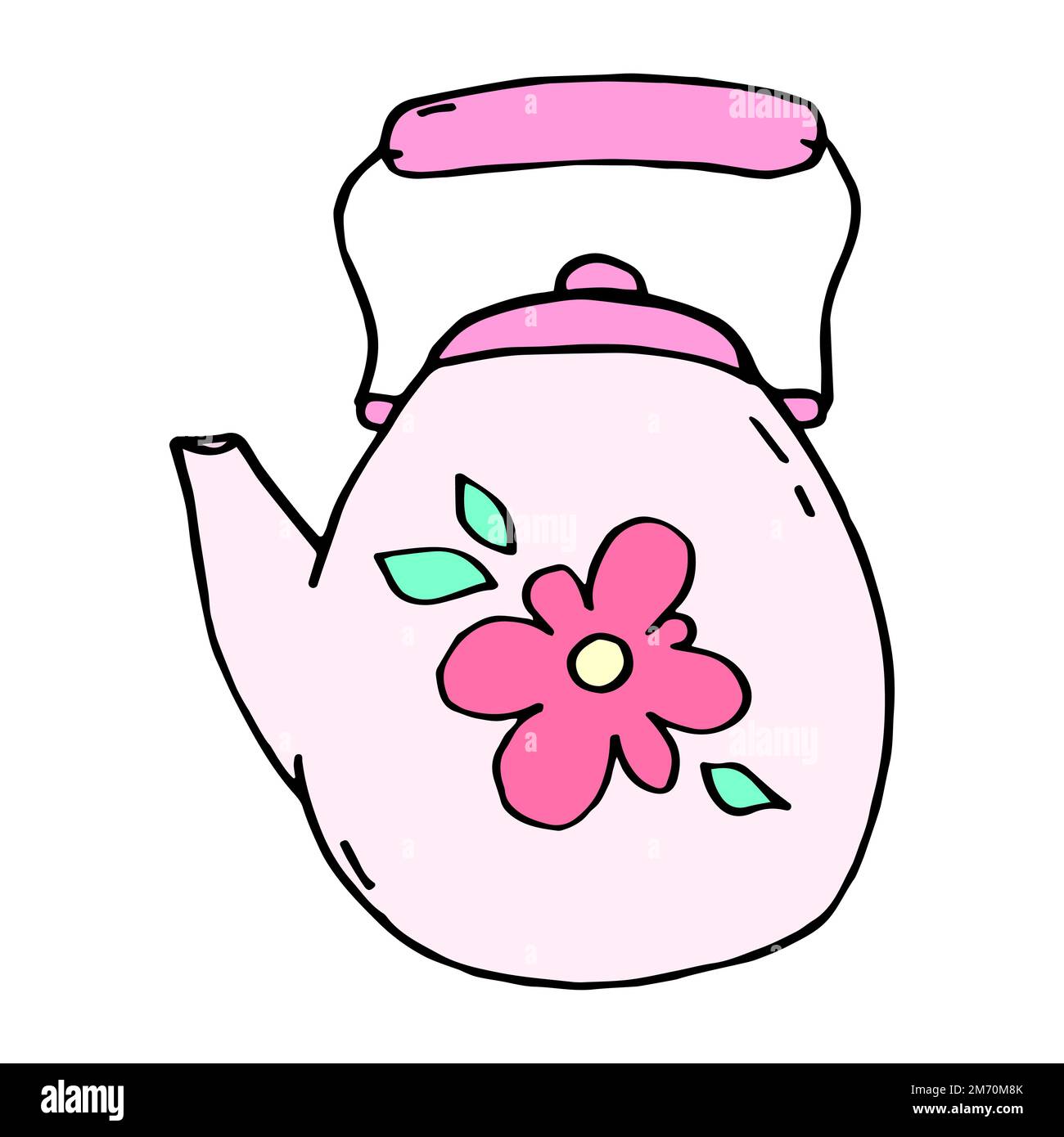 Vector illustration of kettle isolated in doodle style Stock Vector