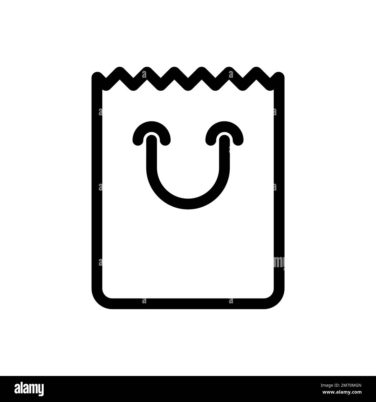 Shopping bag icon line isolated on white background. Black flat thin ...