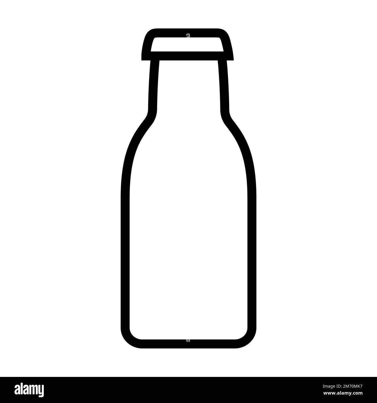 Milk bottle icon line isolated on white background. Black flat thin ...