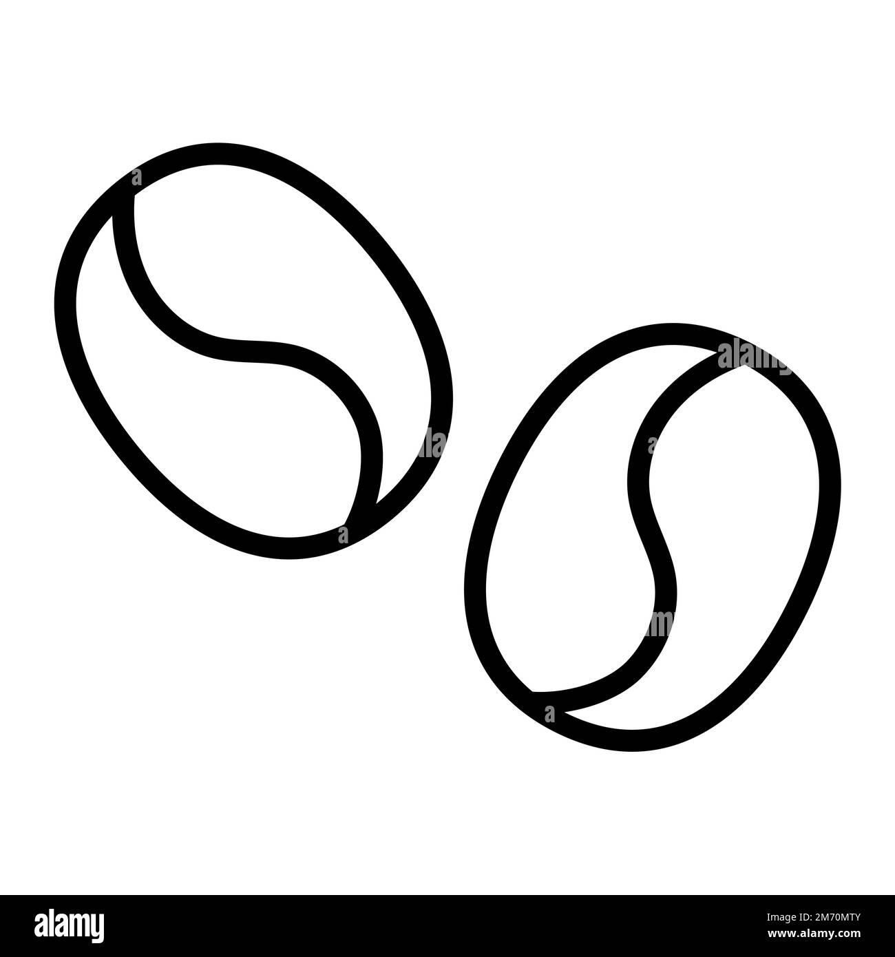Coffee grains icon line isolated on white background. Black flat thin ...