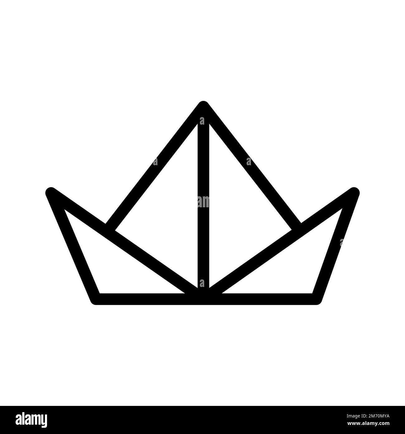 Paper ship icon line isolated on white background. Black flat thin icon ...
