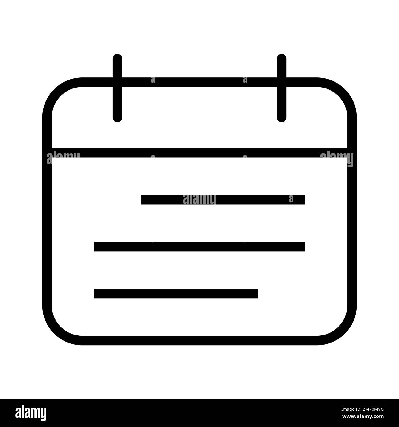 Calendar icon line isolated on white background. Black flat thin icon ...