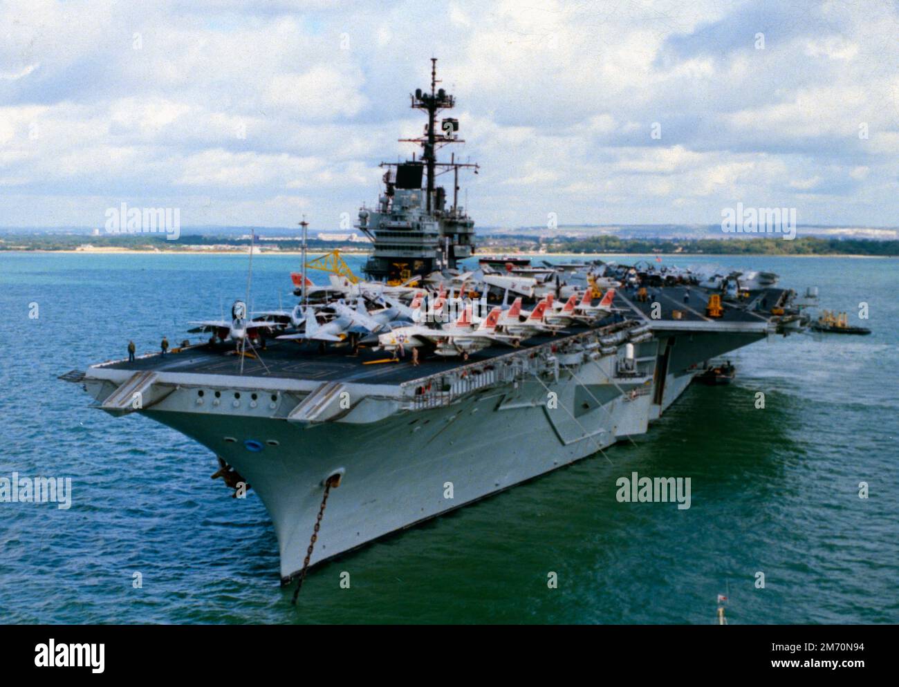 USS Enterprise (CVN-65) with F-14 Tomcat on deck Stock Photo