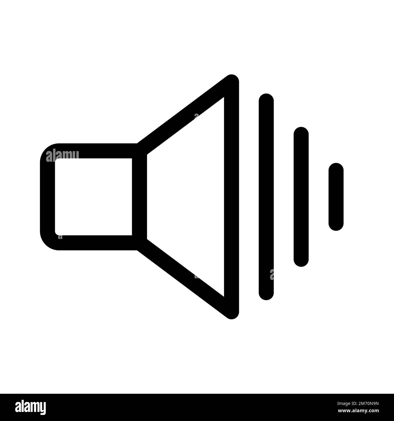 Sound icon line isolated on white background. Black flat thin icon on ...