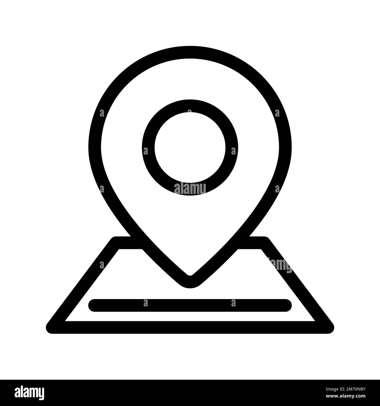 Map location icon line isolated on white background. Black flat thin ...