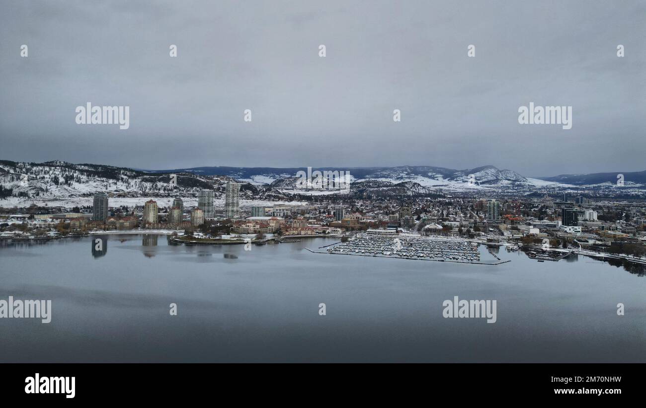 An aerial view of a city in winter Stock Photo - Alamy