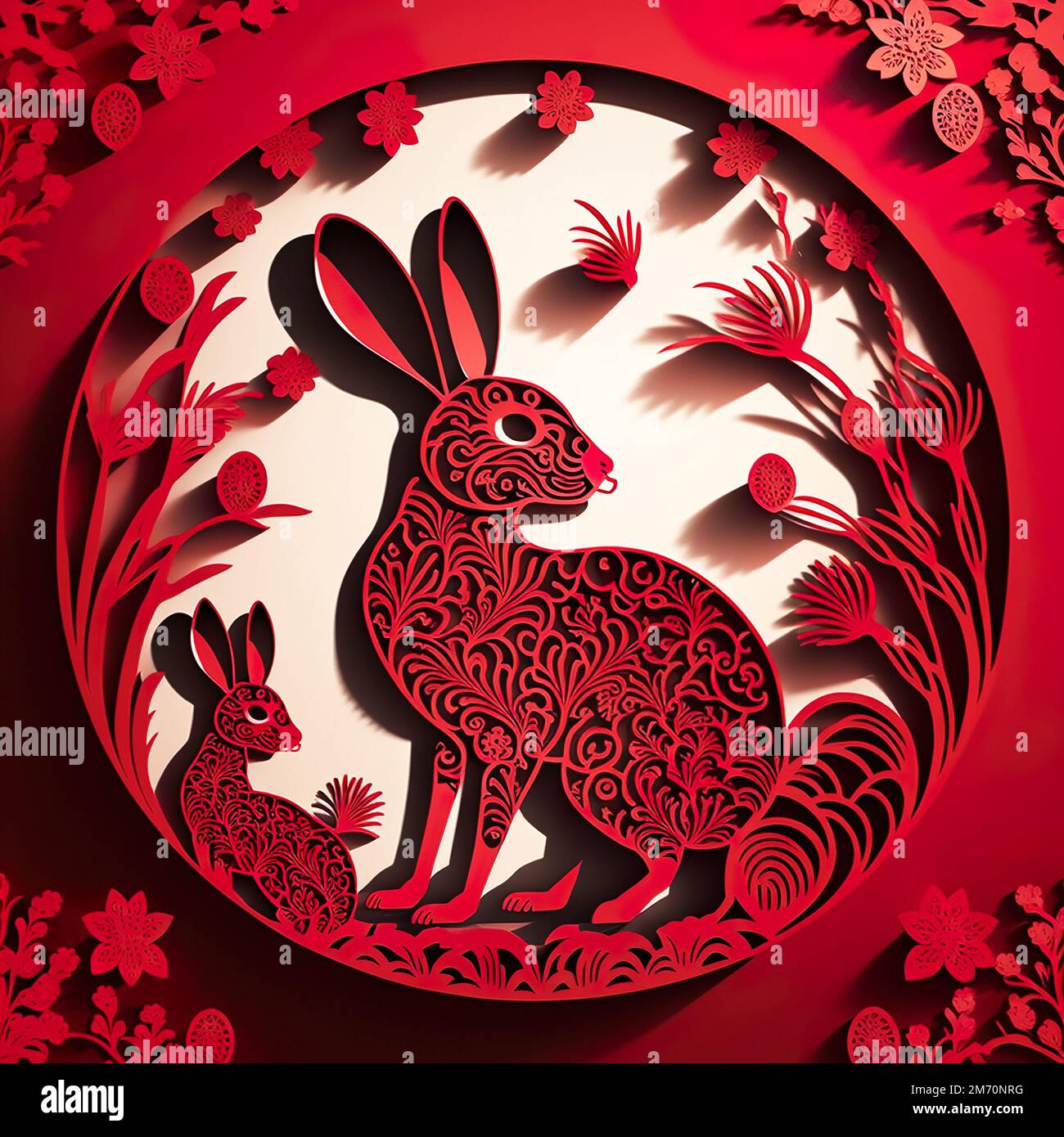 Year of the rabbit zodiac sign for greetings card Stock Photo Alamy